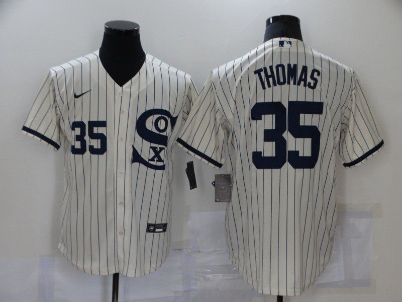 Men Chicago White Sox #35 Thomas Cream stripe Dream version Game Nike 2021 MLB Jerseys